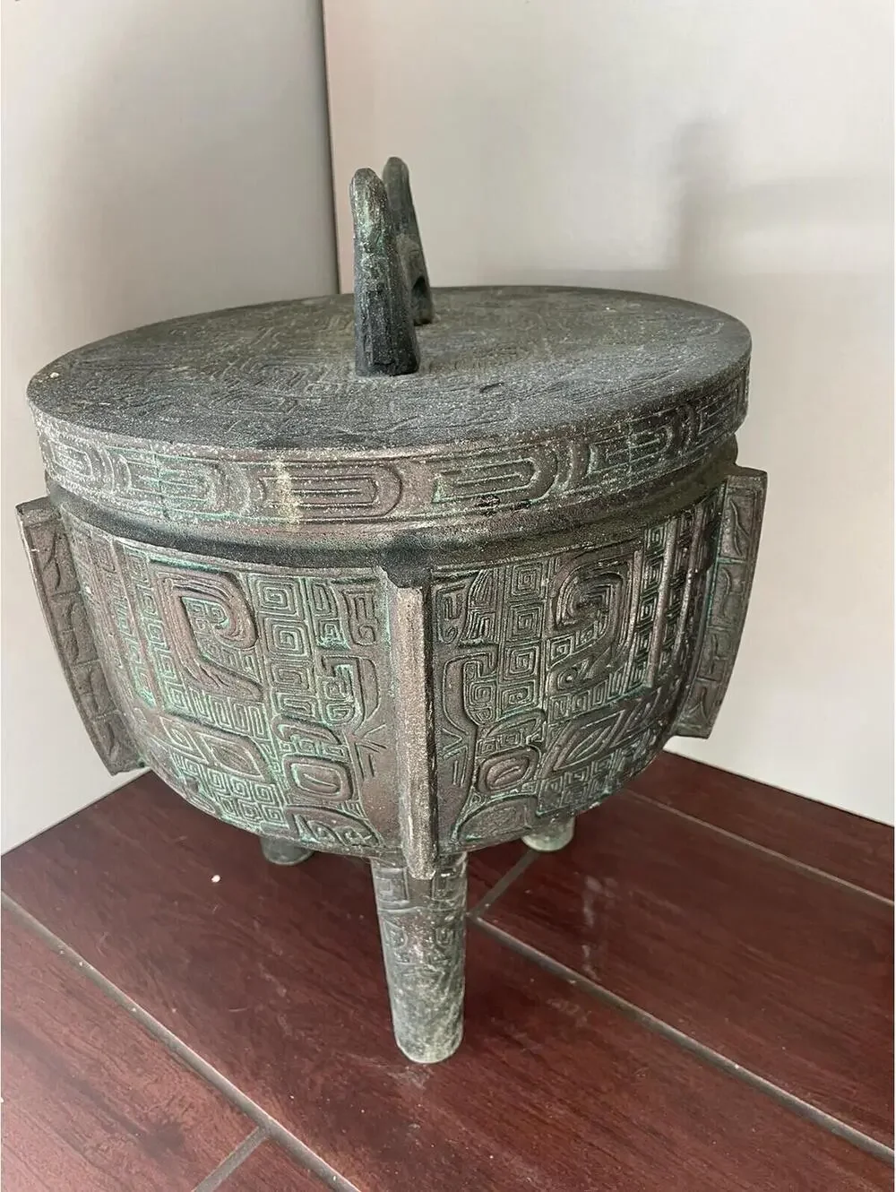 Vintage Mid-Century James Mont Style, Ice Bucket, Metal Art, Asian Decor, Taiwan